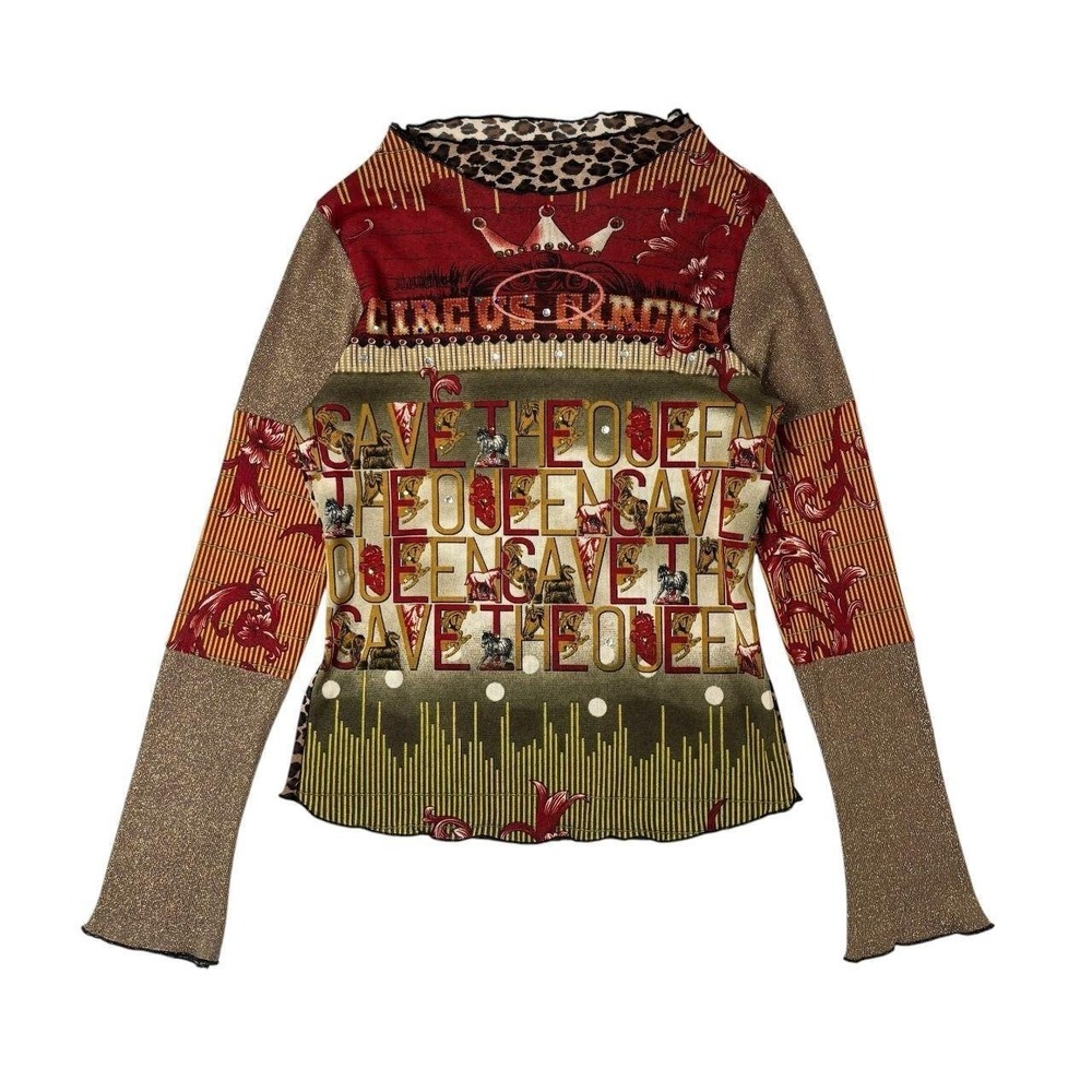rare Save the Queen circus graphic micro mesh long sleeve